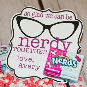 Valentine Printable - So Glad We Can Be NERDY together! - Personalized - Mini Nerds - Nerds Valentine