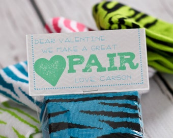 Valentine Printable - We Make A Great Pair - PERSONALIZED - Socks Valentines - Classroom Valentine