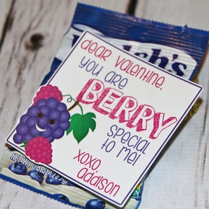 Valentine Printable - sind Sie BERRY besonderes für mich! -Personalisierte Frucht Snacks Gunsten - Beere Favor - Beere behandeln Tasche