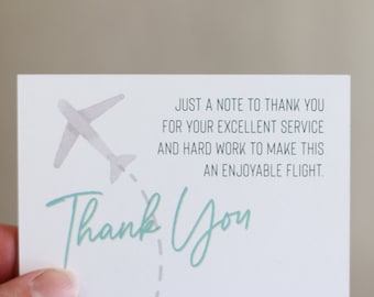 Flight Attendant Thank You Card - Flight Attendant Gift - Thank