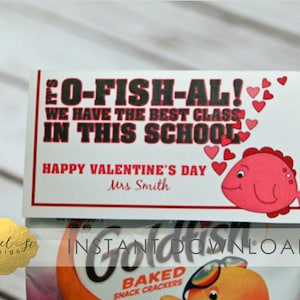 Valentine Printable - It&#39;s O-FISH-AL! We have the best CLASS in this School! - Instant Download - Goldfish Valentine - Fish Valentine