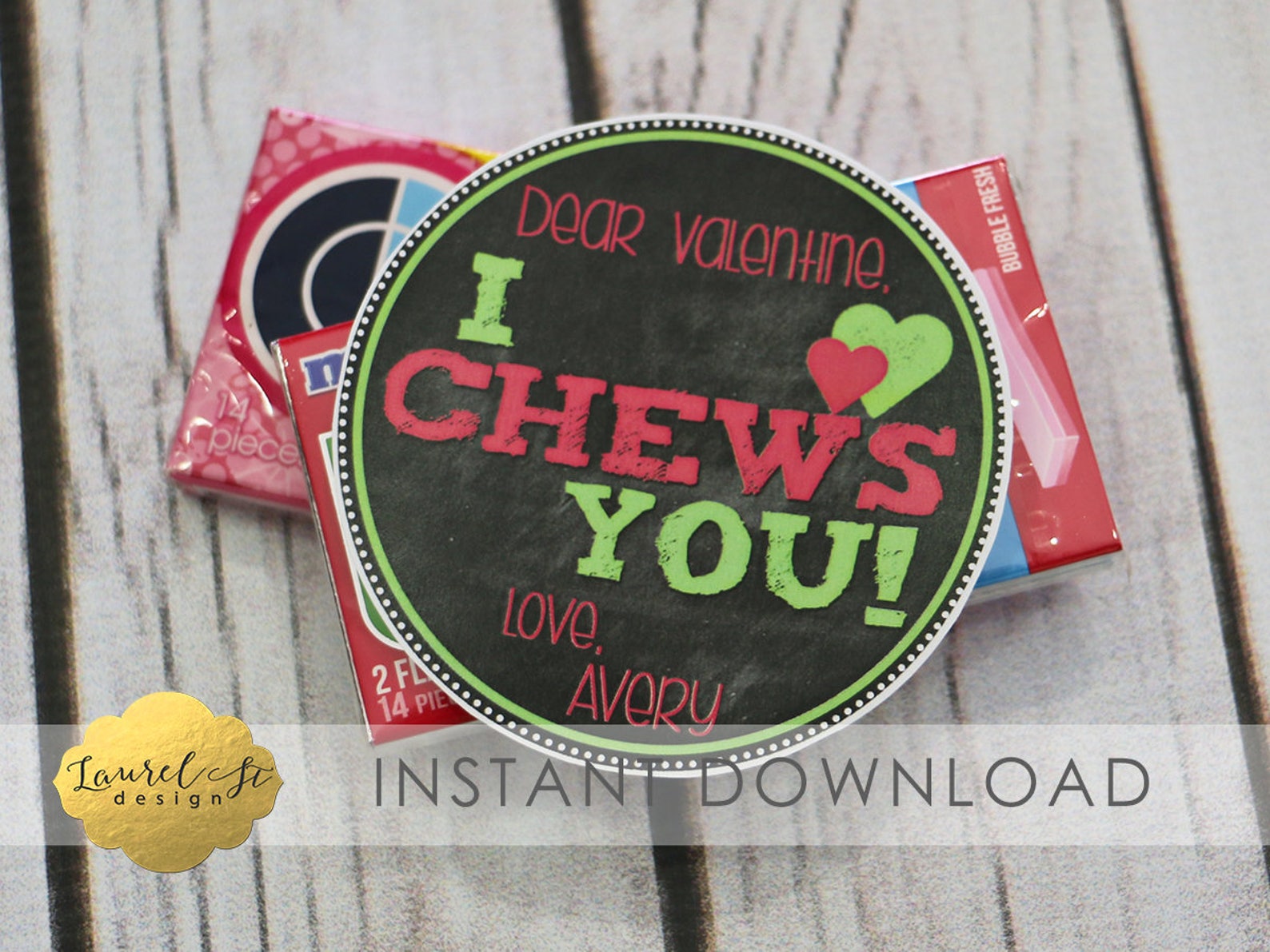 Valentine Printable I CHEWS YOU Instant Download Etsy