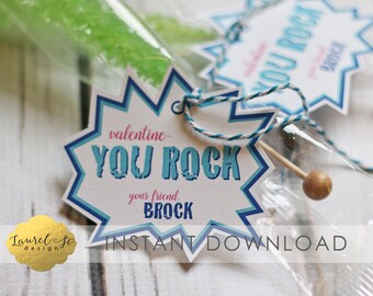 Valentine Printable YOU ROCK Personalized Pop Rocks | Etsy