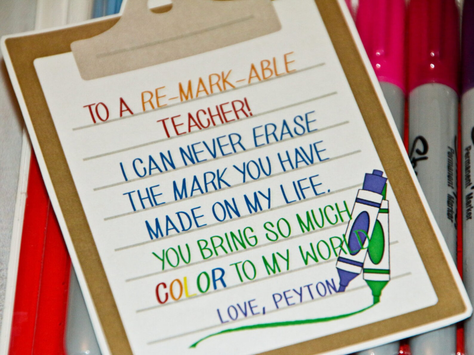 Teacher Thank You Gift - Personalized - to a Re-mark-able Teacher ...