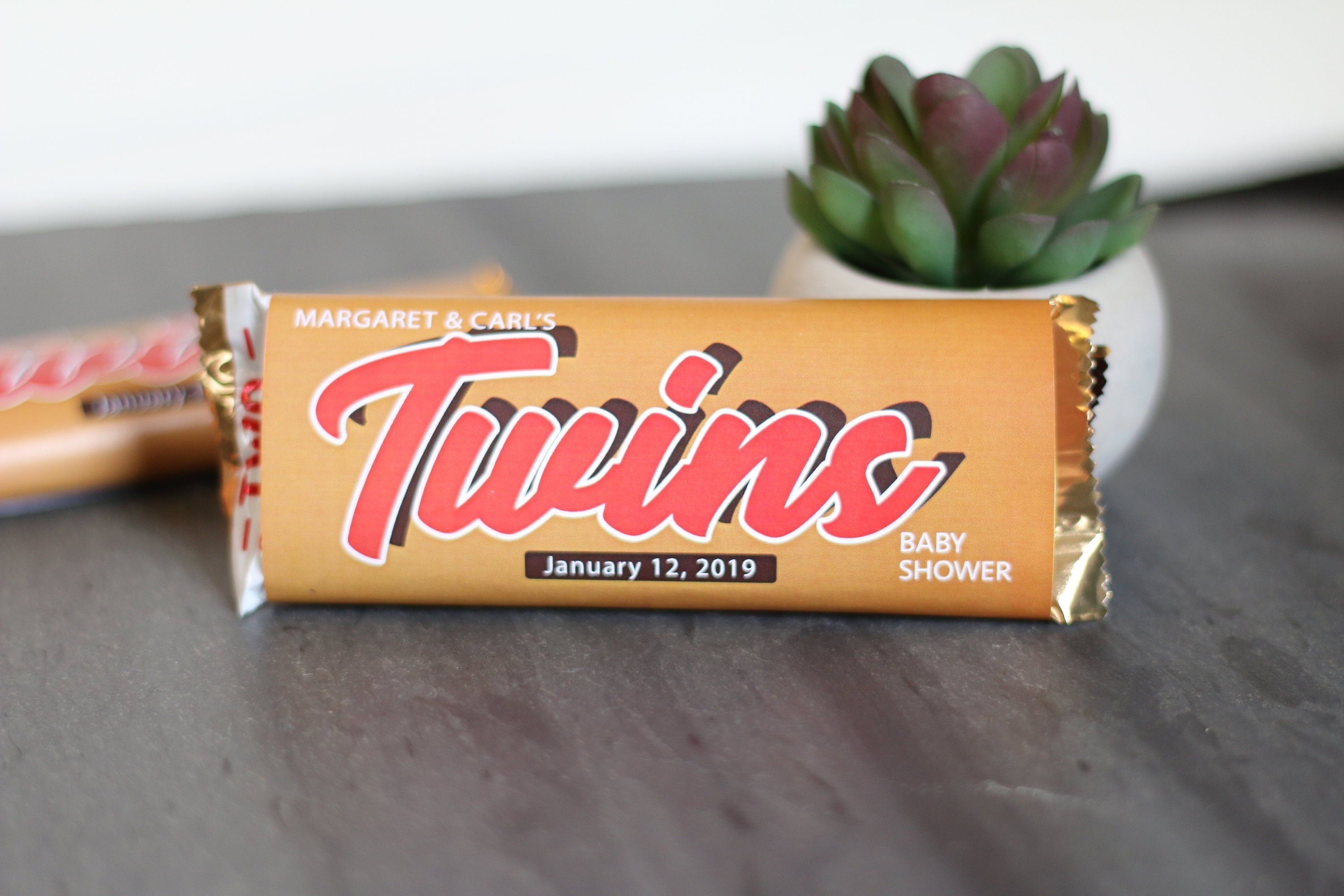 Printable TWINS Baby Shower Favor Candy Bar Wrapper Etsy