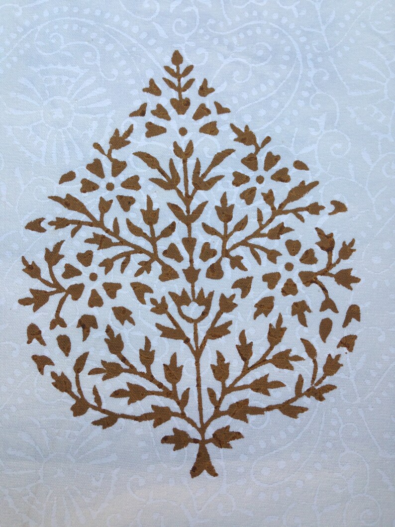 Hand Block Printed Placemats Pure Cotton Cream and Gold image 1