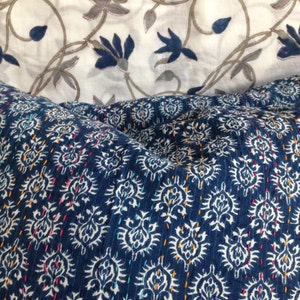 Indigo, Block Print, Kantha on 100% Cotton Pillow/ Cushion Covers image 1