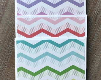 Blank Cards with Envelopes, Chevron Cards, Blank Chevron Cards, Blank Cards, Handmade Cards, Greeting Cards, Blank card Set, Birthday Card