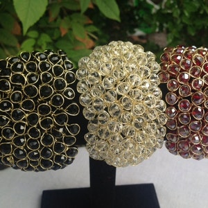 Crochet Wire and Crystal Beads Bracelets, Cuff Style