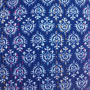Indigo, Block Print, Kantha on 100% Cotton Pillow/ Cushion Covers image 5
