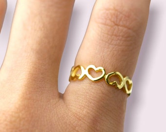 Open Hearts Ring | Gold heart Ring | Cute gold stacking ring | Jewelry Gift for her