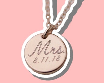 Mrs. Halskette mit Hochzeitsdatum | Hochzeit Datum Halskette Rosegold Halskette | Personalisierte Geschenke für Braut zu sein Brautparty Schmuck Geschenk