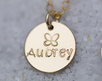 Flower girl necklace // Gift for flower girl // Jewelry for little girls // Name necklace // butterfly charm necklaces // wedding jewelry