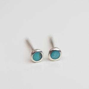 Genuine Turquoise Stud Earrings in Sterling silver image 1