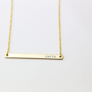 Personalized Name Bar Necklace / Skinny Name Plate Necklace / Hand-Stamped Engraving Initial Monogram Personalized Gift