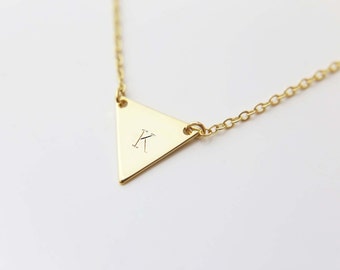 Personalized Triangle Initial Necklace / Monogram Necklace / Personalized Gift