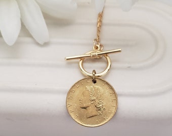 Italian coin necklace, Italian jewelry, Italian gift for friend, coin jewelry, repurposed jewelry, birthday gift for Italian, heritage gift