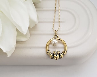 Irish claddagh necklace, Celtic jewelry, Irish jewelry for women, Irish gift for sister, birthday gift for best friend, friendship jewelry