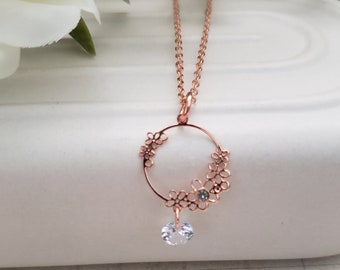 Rose gold necklace, dainty necklace, short necklace, birthday gift for daughter, repurposed jewelry, Christmas gift for her, minimalist gift