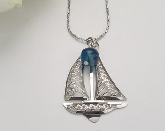 Sailboat necklace, sailboat pendant, nautical jewelry, boating gift for her, birthday gift for sailor, boat jewelry, upcycled jewelry