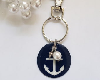 Nautical keychain, nautical anchor keychain, boaters gift, gift for sailor, boat keychain, boat accessory, boat tote bag charm, purse charm