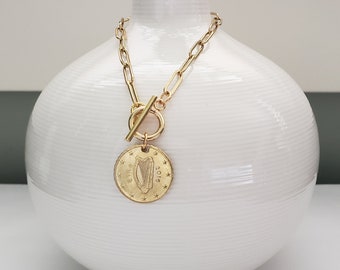 Gold coin bracelet, Irish coin bracelet, Celtic jewelry, St. Patrick's Day gift for sister, Irish birthday gift for her, toggle bracelet