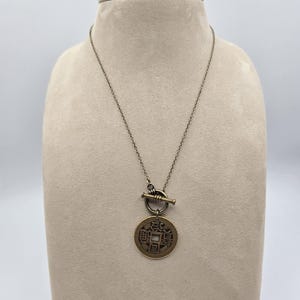 Chinese coin necklace, repurposed jewelry, antique bronze necklace, birthday gift for coin lover, good luck coin, antique bronze toggle imagen 9