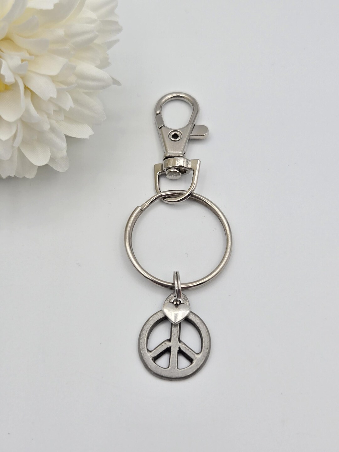 Peace Sign Keychain, Imagine Charm, Peace Charm Keyring, Housewarming ...