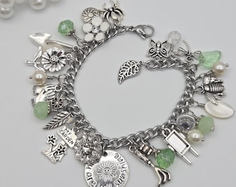 Gardener jewelry, gardener gift, garden charm bracelet, gift for a landscaper, birthday gift for a friend, nature lover gift, garden charms