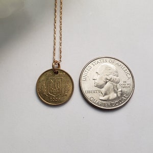 Ukrainian coin necklace, gold coin necklace, repurposed jewelry, Ukrainian jewelry, Ukrainian gift, minimalist gift, Ukrainian support image 7