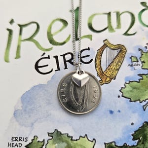 Irish coin necklace, good luck jewelry, heritage jewelry, birthday gift for sister, Irish gift for her, coin jewelry, St. Patrick&#39;s Day gift