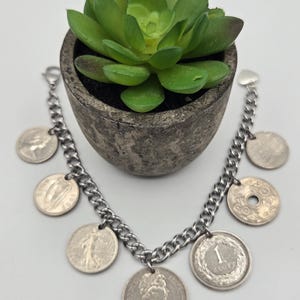 Coin bracelet for women, 7 coin bracelet, birthday gift for coin lovers, gold coins, foreign coins, gift for coin collectors, silver coins image 2