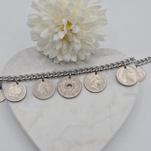 Coin bracelet for women, 7 coin bracelet, birthday gift for coin lovers, gold coins, foreign coins, gift for coin collectors, silver coins image 6