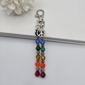 Rainbow purse charm, backpack charm, rainbow beads, zipper pull, birthday gift for daughter, planner charm, dangling purse charm