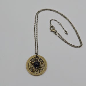 Chinese coin necklace, repurposed jewelry, antique bronze necklace, birthday gift for coin lover, good luck coin, antique bronze toggle back lobster clasp