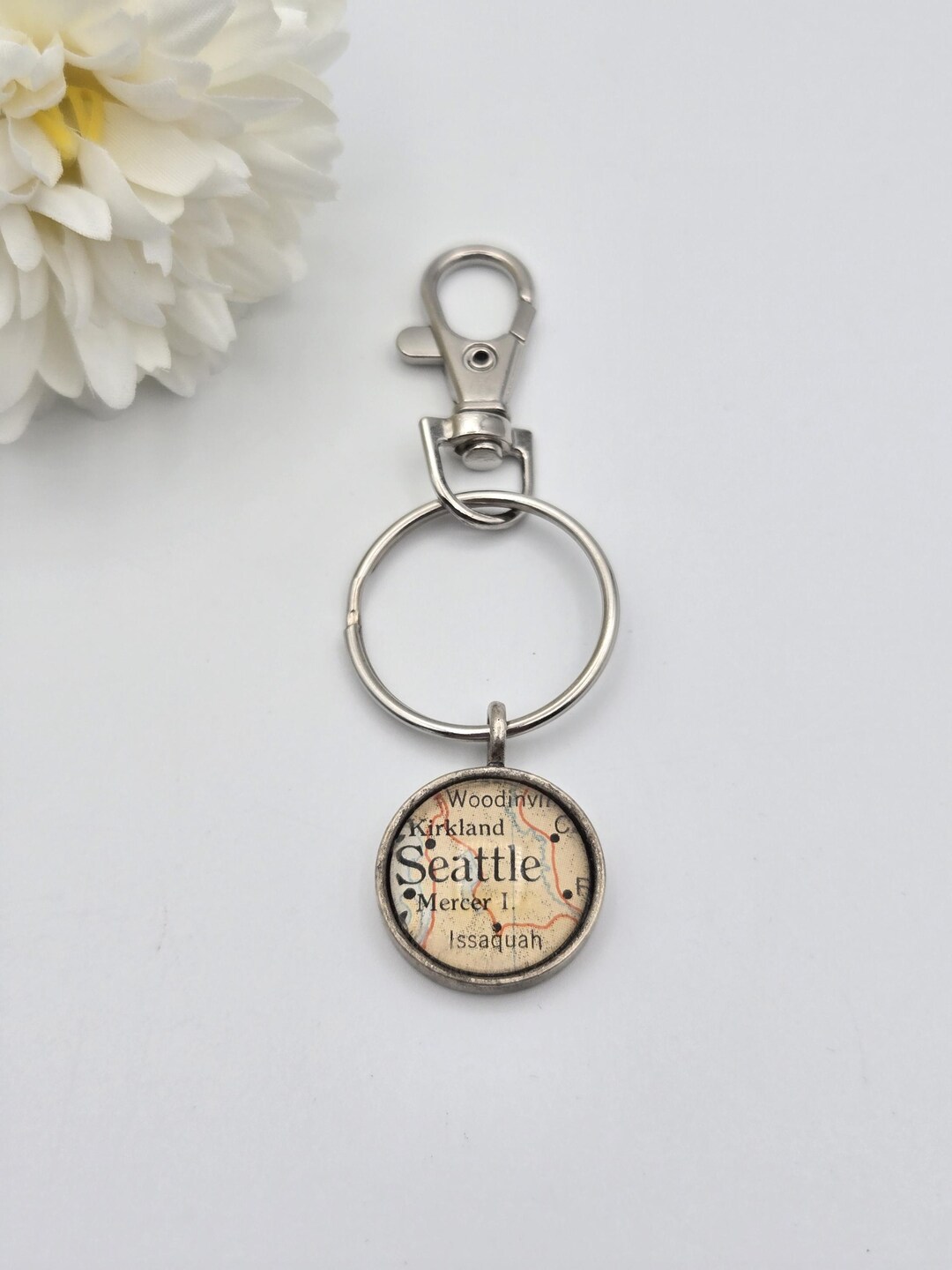 Seattle Keychain, Map Charm, PNW Keyring, Thank You Gift, Birthday Gift ...