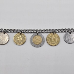 Coin bracelet for women, 7 coin bracelet, birthday gift for coin lovers, gold coins, foreign coins, gift for coin collectors, silver coins image 18