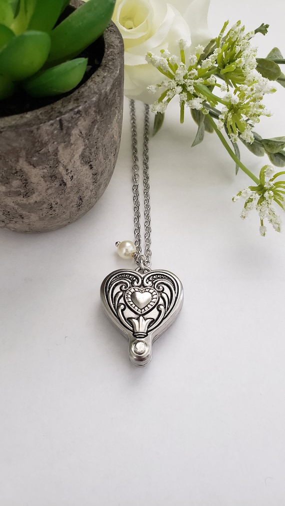 Silver Heart Charm Necklace, Magnetic Charm, Inspirational Jewelry, Birthday Gift for Mom, Graduation Gift for Daughter, Encouragement Gift