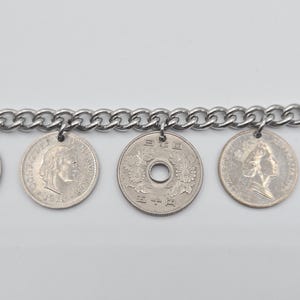 Coin bracelet for women, 7 coin bracelet, birthday gift for coin lovers, gold coins, foreign coins, gift for coin collectors, silver coins image 7