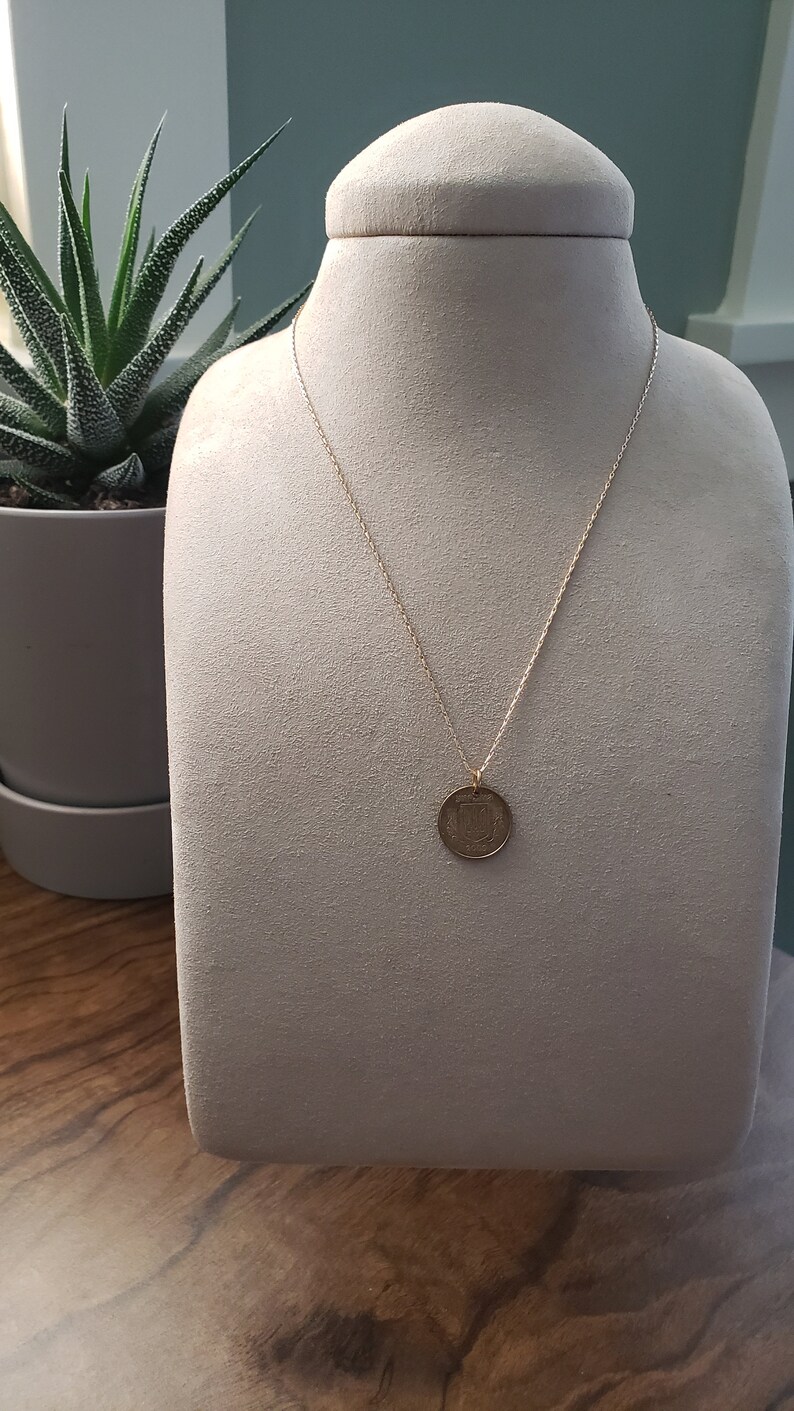 Ukrainian coin necklace, gold coin necklace, repurposed jewelry, Ukrainian jewelry, Ukrainian gift, minimalist gift, Ukrainian support image 10