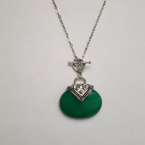 Emerald green necklace, assemblage jewelry, repurposed jewelry, toggle pendant, birthday gift for best friend, St. Patricks Day gift for her