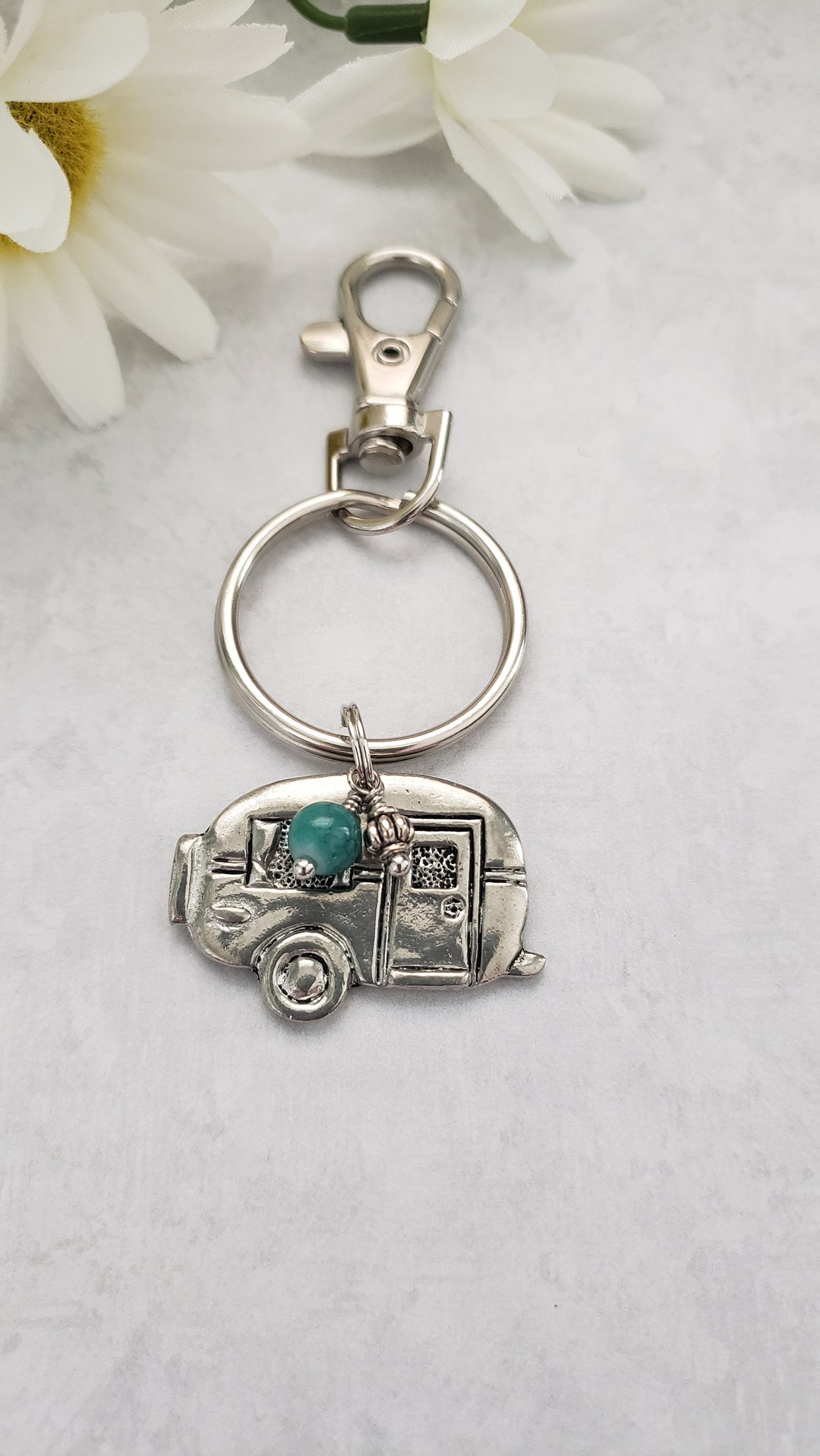 Happy Camper Keychain, Camper Van Keychain, Camper Van Gift for Them
