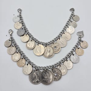 Vintage silver coin bracelet, repurposed coins, coin collector gift, birthday gift, authentic world coins, upcycled jewelry Bild 15