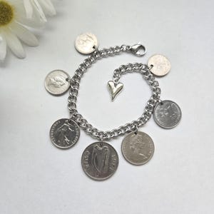 Coin bracelet for women, 7 coin bracelet, birthday gift for coin lovers, gold coins, foreign coins, gift for coin collectors, silver coins