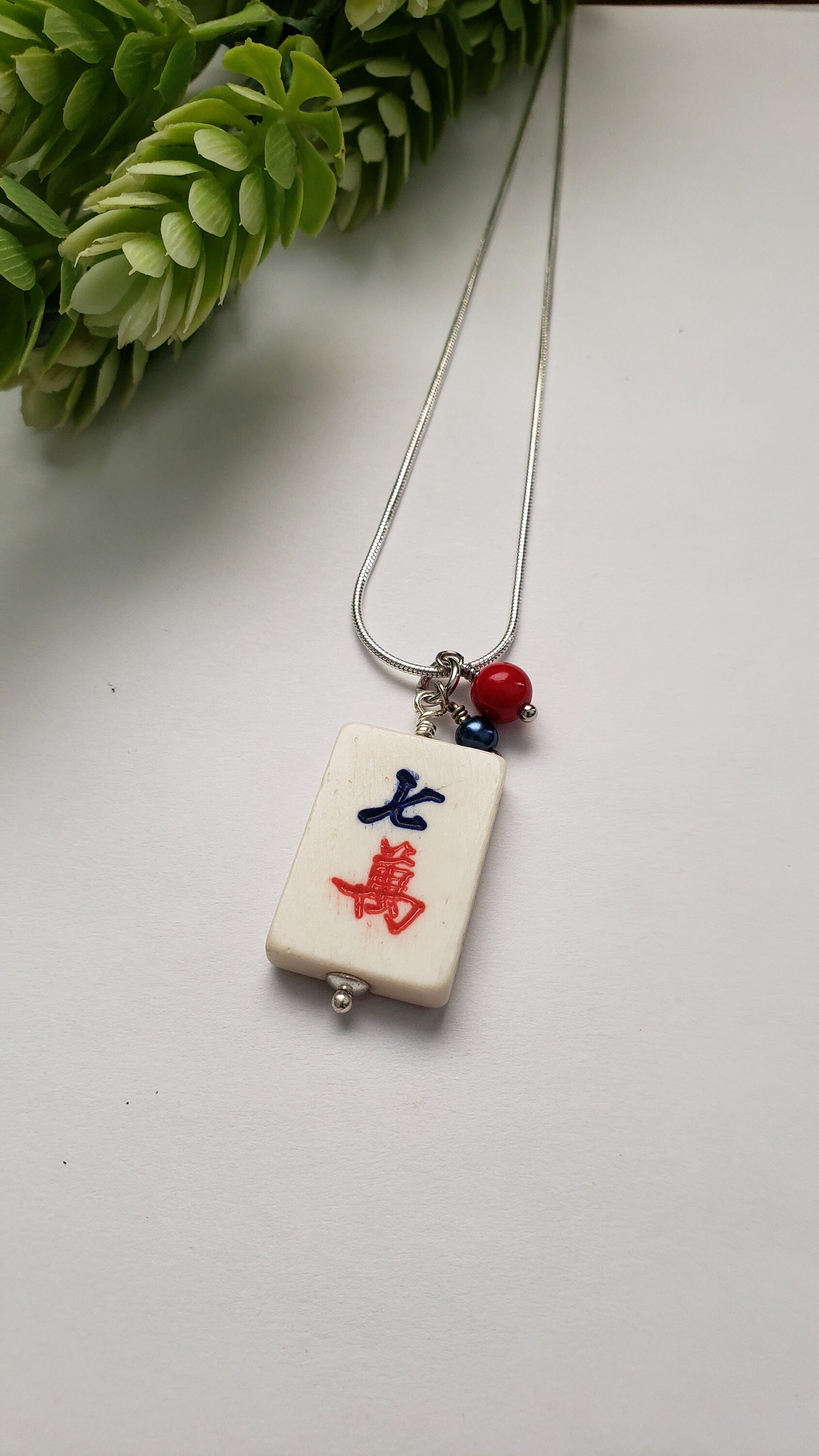 Mahjong Necklace, Mahjong Jewelry, Bone Mahjong Tiles, Repurposed Jewelry, Birthday Gift for