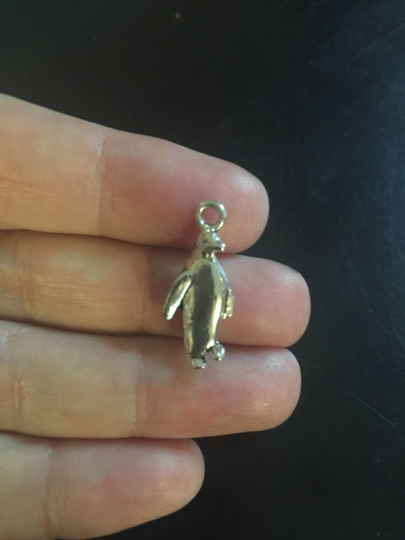 2PC Penguin Charms-Antique Silver Tone Charm