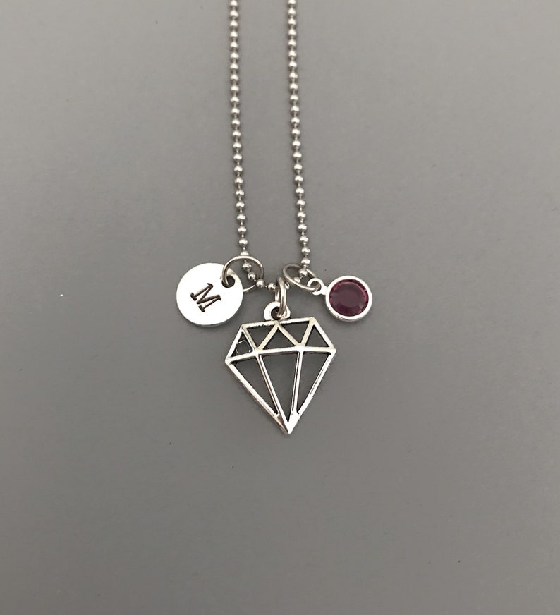 Origami Diamond Necklace Engagement Jewelry Personalized Jewelry Hand Stamped Jewelry Engagement Necklace