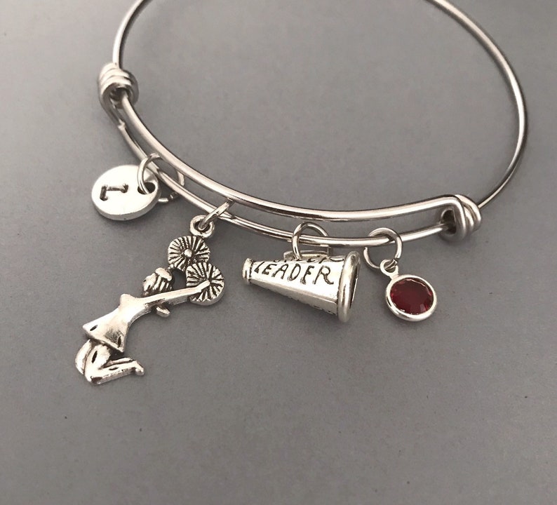 Cheerleader Bangle-Cheerleader Bracelet-Sports Jewelry-Personalized Jewelry-Initial Bangle
