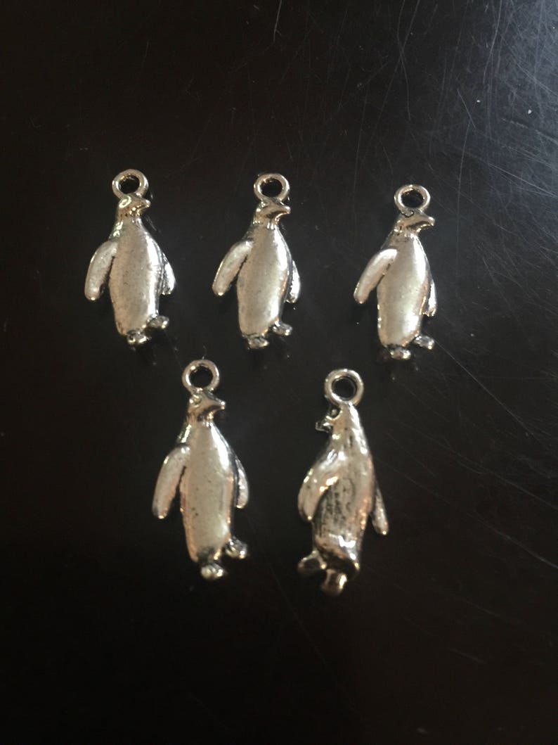 2PC Penguin Charms-Antique Silver Tone Charm