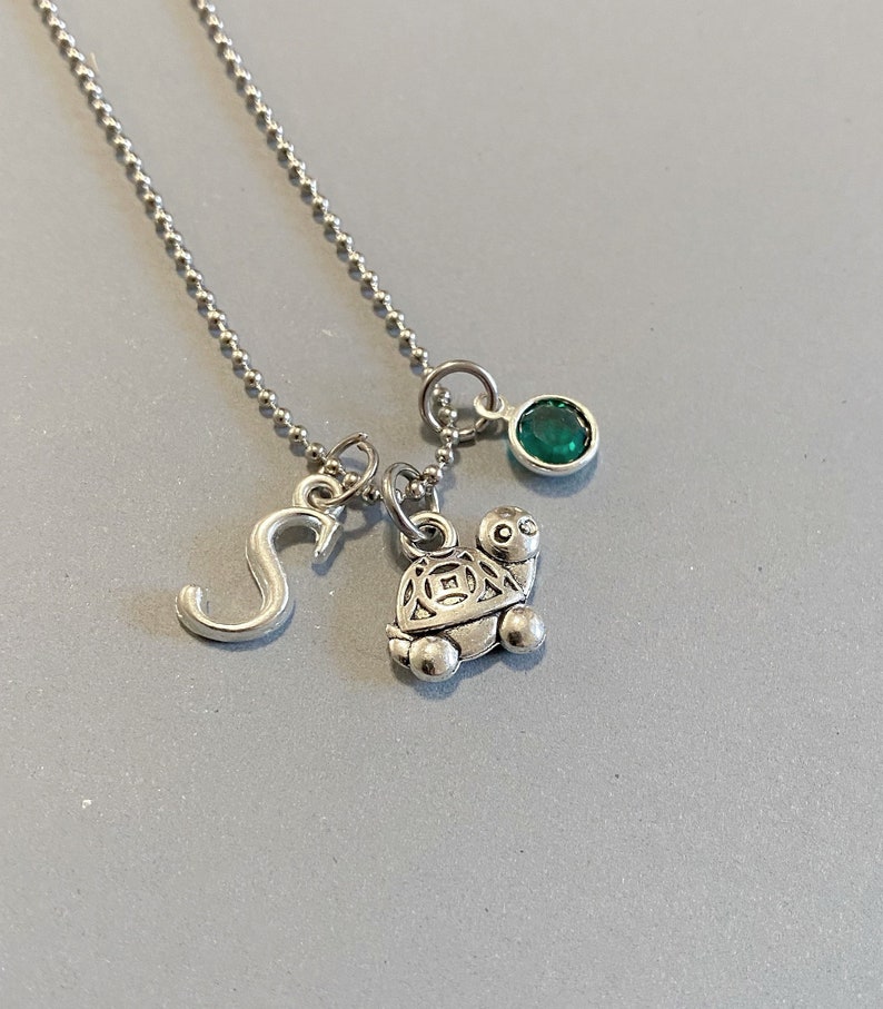 Turtle Necklace-Initial Necklace-Personalized Jewelry